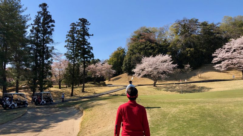 GEN-TENゴルフコースレッスンアカデミアバンカーと桜の写真