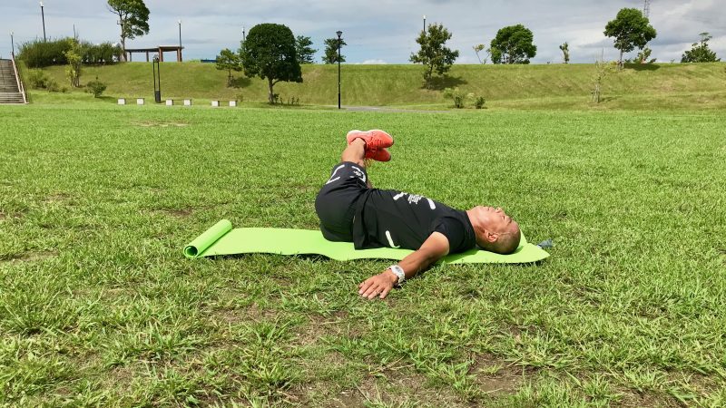 GEN-TENコースレッスン飛距離アップトレーニング腹筋側面右倒し